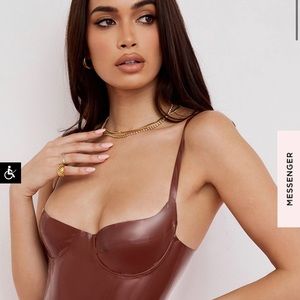 House of CB Tia cocoa latex bustier bodysuit